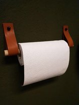 Keukenrolhouder aan leren lussen Zwart