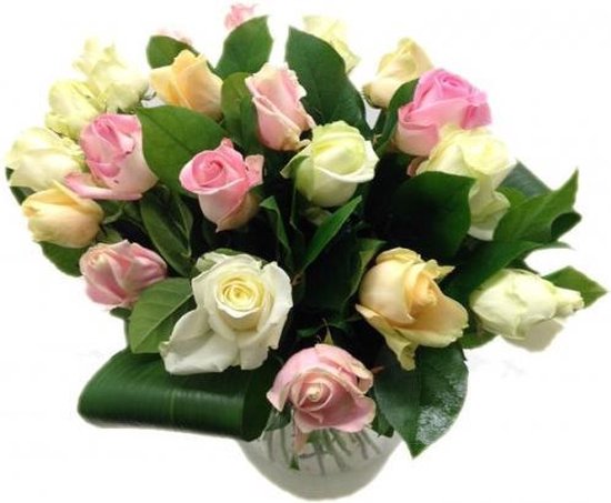 Huwelijk boeket 20 pastel mix rozen | bol.com