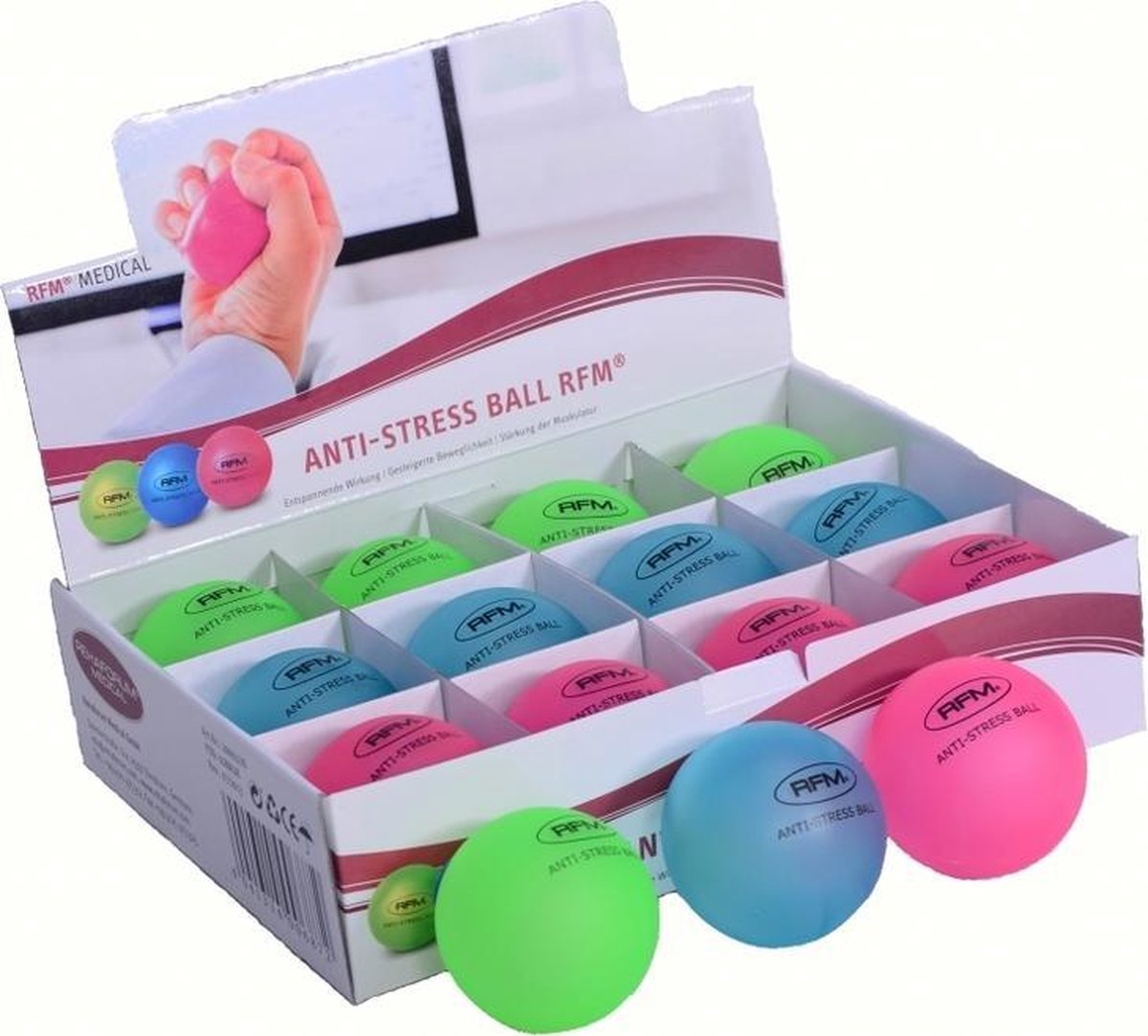 Comforthulpmiddelen Anti-Stress ballen - display 12 stuks