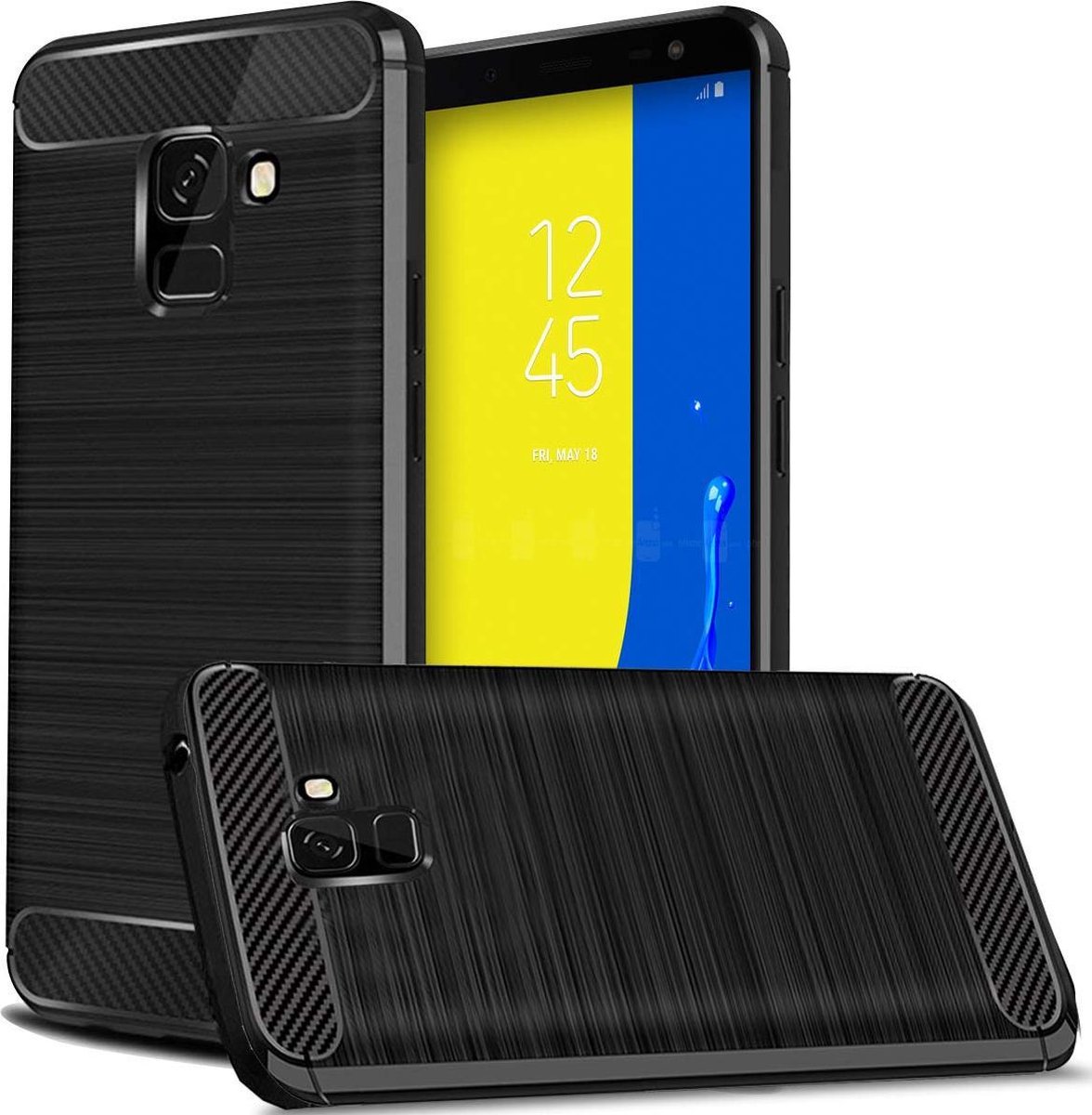 Brushed Backcover hoesje Geschikt voor: Samsung Galaxy J6 2018 - Zwart