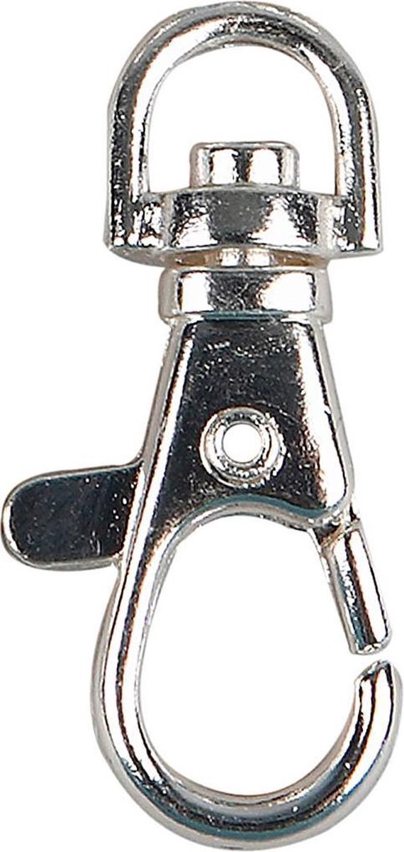 Creativ Company Karabijnsluiting / Sleutelhanger, 40 mm, Verzilverd, 15 Stuk
