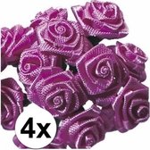 4x Roze roosjes van satijn 12 cm