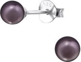 Amanto Oorbellen Elki Purple - 925 Zilver E-Coating - Parel - ∅4mm