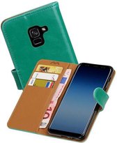 Zakelijke PU leder booktype hoesje voor Galaxy A8 2018 groen