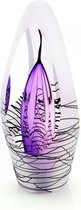 Glazen urn. Asbestemming. "Spirit" (ziel) paars krakelé. 19 cm hoog.