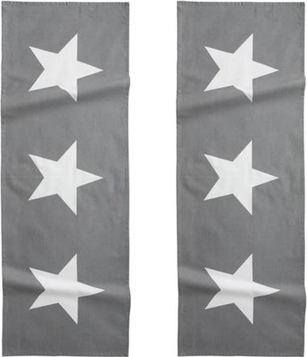 DDDDD Étoile Tafelloper - 50 x 150 cm - Grijs - 2 Stuks