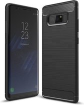 Luxe Samsung Galaxy Note 8 Back cover – Zwart – Geborsteld TPU Carbon Case – Shockproof Hoesje