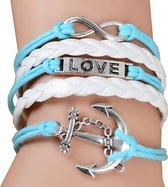 Fako Bijoux® - Multi Armband - Infinity Love Anker - Lichtblauw