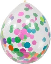 4x Transparante ballonnen gekleurde confetti 30 cm - verjaardag ballonnen versieringen
