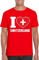 Rood I love Zwitserland fan shirt heren S