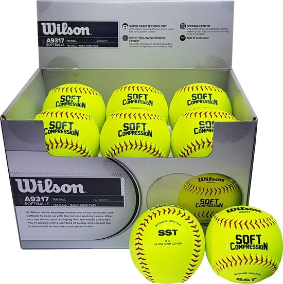 Wilson Teeball Soft Compression Baseballs, Ultra Grip - 12 pack