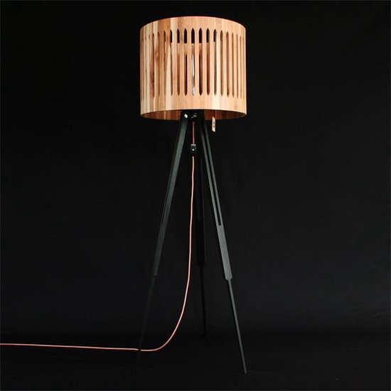 Invloed Visser toxiciteit Bintwood Sun teak Handgemaakte houten staande lamp | bol.com