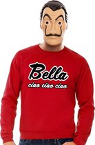 Rood Bella Ciao sweatshirt maat S - met La Casa de Papel masker voor heren - kostuum