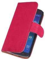 Fuchsia Samsung Galaxy Grand Neo Echt Lederen Wallet Hoesje
