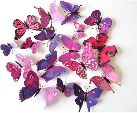 3D vlinders | Mix paars