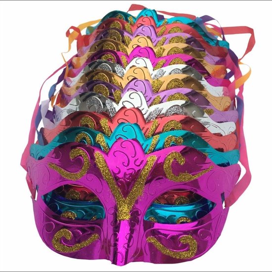 verrassing garage kapitalisme 12x Venetiaanse oogmaskers Mardi - Venetie Mardi grass masker oog carnaval  feest | bol.com