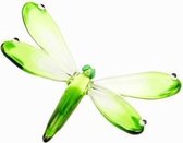 Accessoires "Libelle" klein. Groen. 9 cm. Kristalglas. (dit is GEEN asbestemming!)