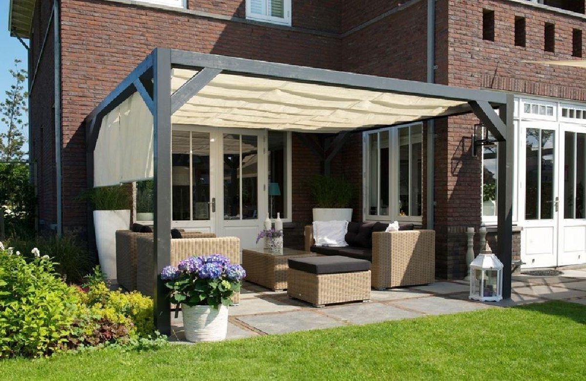 Nesling Voile d’ombrage rétractable, B290xL300cm, Blanc cassé