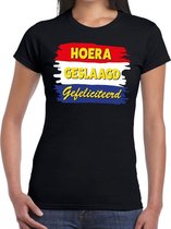 Hoera geslaagd gefeliciteerd t-shirt zwart dames XS