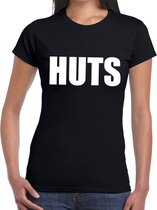 HUTS tekst t-shirt zwart dames XS