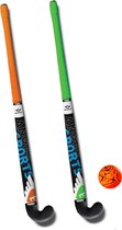 Angel Sports - Hockeyset indoor / outdoor 2 stuks kunststof sticks 30 Inch - in blauw en oranje met bal in draagtas