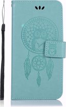 Shop4 - Huawei P20 Lite Hoesje - Wallet Case Dromenvanger Uil Blauw