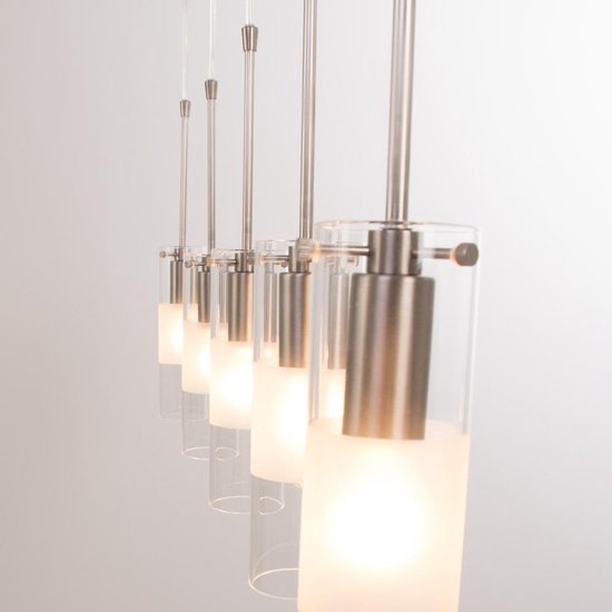 boom Opsplitsen Larry Belmont Steinhauer Peach - Hanglamp - 5 lichts - Staal - gematteerd/helder cilinder  glas (... | bol.com