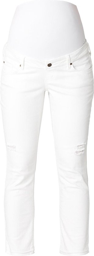 Queen Mum - Positiemode Jeans 7/8 Damaged Denim - White - Maat 28 | bol.com