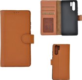 Pearlycase Echt Leder Bruin Wallet Bookcase Hoesje voor Huawei P30 Pro