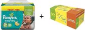 Pampers Baby Dry maat 5+ 168 stuks + Zwitsal Lotion billendoekjes 12st