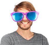 Relaxdays feestbril groot - gigantische bril - partybril - hippiebril - blauwe xxl-glazen