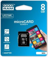 Micro SDHC-kaart 8GB Klasse 4 met SD adapter