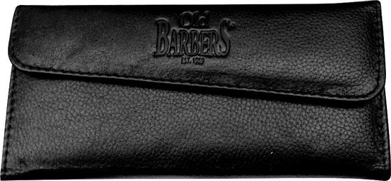 Old Barbers zeer luxe Kappersetui - Handgemaakt - Leer - Zwart - voor Scharen van 11 tot 14,5 cm.
