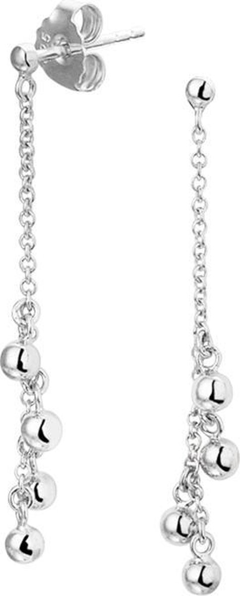 The Fashion Jewelry Collection Oorhangers Bolletjes - Zilver Gerhodineerd