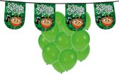 St. Patricks Day feestartikelen - 25x ballonnen en 1x vlaggenlijn - versiering