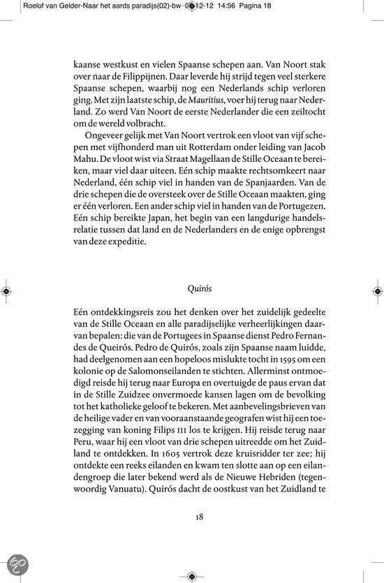 Boekpagina met tekst over de ontdekkingsreis van Quirós.