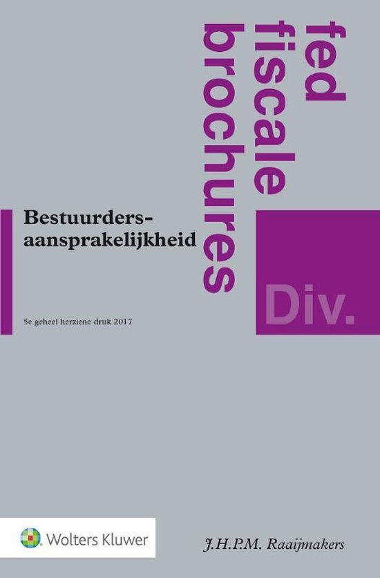 Fed fiscale brochures - Bestuurdersaansprakelijkheid - cover
