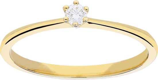 Glow ring met diamant solitaire - G/SI - 14kt - mt