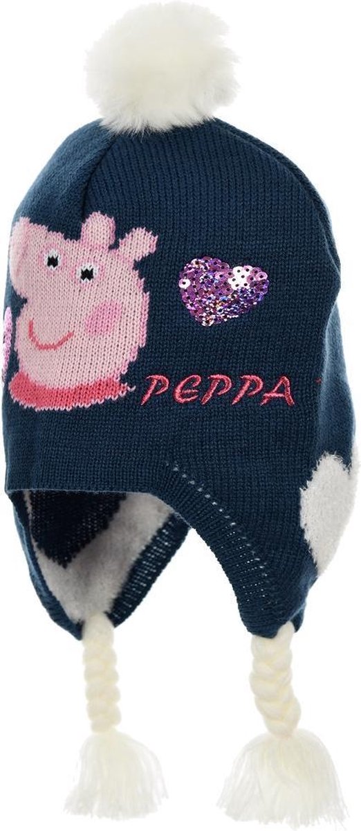 Winter muts Peppa Pig blauw maat 54