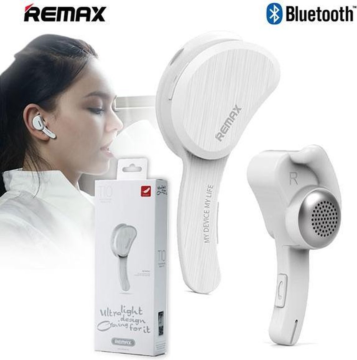 gespannen Assortiment opschorten Remax RB-T10 White Headset bluetooth. | bol.com
