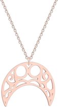 Hippe dames ketting Staal Maan Hanger Rose