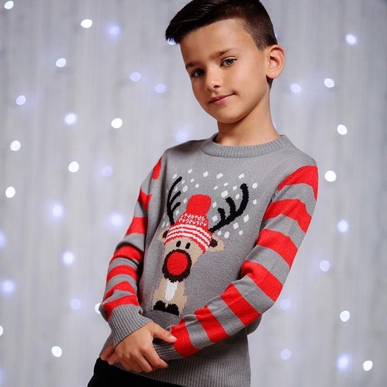 Kerstmis trui, Kerst trui voor jongens met leuk rendier met Kerstmuts als  foute... | bol.com