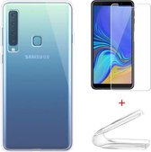 Samsung Galaxy A9 2018 Hoesje Transparant TPU Siliconen Soft Case + Tempered Glass Screenprotector