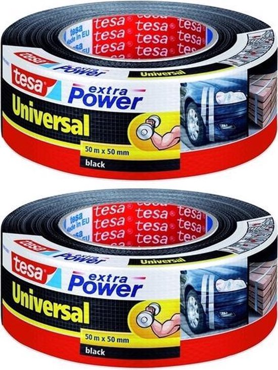 Tesa Extra Power Universal tape zwart 50 m x 50 mm Zwart 2 stuks