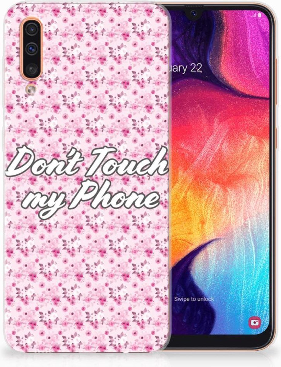 Samsung Galaxy A50 Silicone-hoesje Flowers Pink DTMP