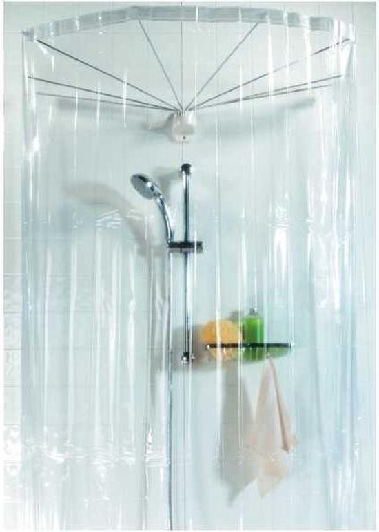 spirella Ombrella 10.11816 Tringle en chrome pour rideau de douche munie de 12 bras et convenant