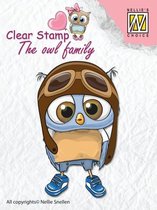 CSO009 Stempel  The owl family  Piloot - Nellie Snellen Clearstamp uil jongen