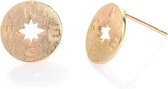 24/7 Jewelry Collection Kompas Oorbellen - Windstreek - Oorknopjes - Geborsteld - Minimalistisch - Goud