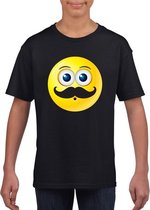 Smiley/ emoticon t-shirt snorzwart kinderen M (134-140)