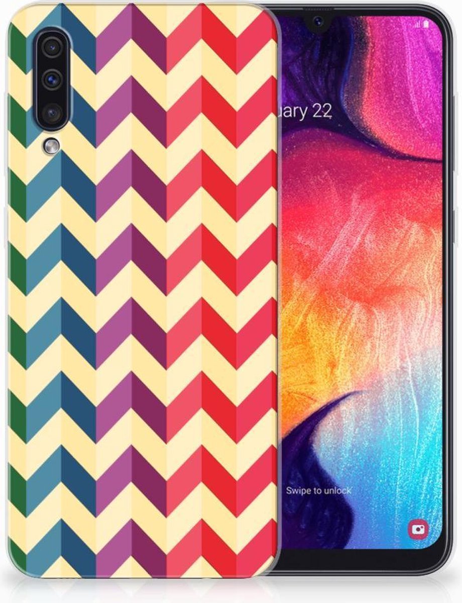 TPU Hoesje voor Samsung Galaxy A50 TPU bumper Zigzag Multi Color